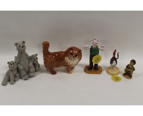 A COALPORT CHARACTERS FIRST EDITION 'DO SOMETHING GROMIT' WALLACE FIGURE TOGETHER WITH SIMILAR 'FEATHERS IN DISGUISE' FIGURE,