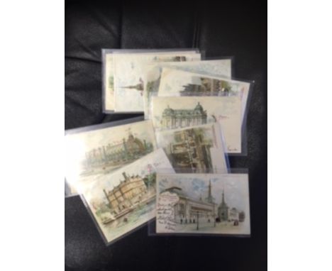 "Hold to light" colour postcards all depicting views of Paris and produced for the "Exposition Universelle de 1900". All tran