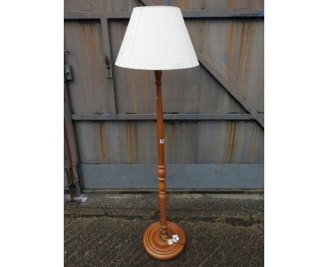 Light Wood Standard Lamp Base with Shade 