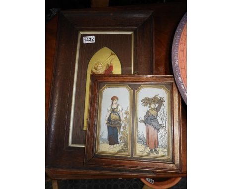 Framed Ecclesiastical Picture and Framed Tile 