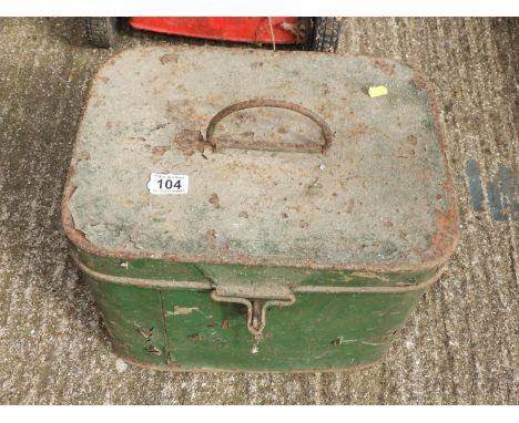 Painted Vintage Metal Lockable Trunk 