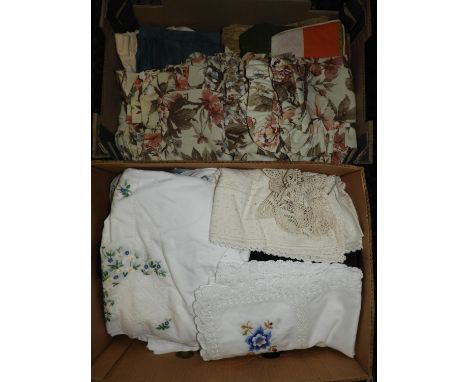 2x Boxes of Fabric, Curtains etc 