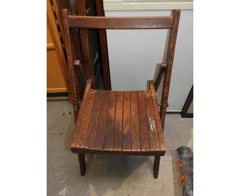 Set of 4x Vintage Folding Wooden Chairs 