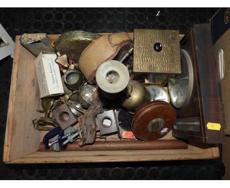 Box and Contents - Barometer, Metalware etc 