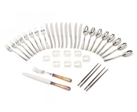A QUANTITY OF CHRISTOFLE CUTLERY AND OTHER ITEMS
To include eight forks, spoons, and knives; eight napkin rings, two sets of 