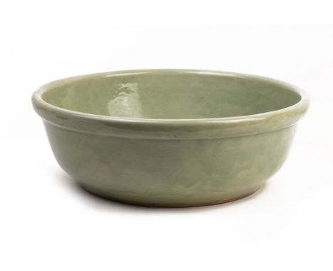 A VERY LARGE CELADON BASIN
With rounded sides and thick rim
20cm high x 53cm diameter
Condition: No obvious condition issues