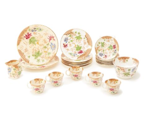 A VICTORIAN PART TEA SERVICE
Late 19th Century
Floral decoration, comprising: 6 saucers, 5 tea cups, 6 dessert plates, a milk