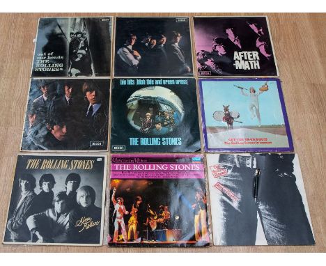 A Collection of Rolling Stones Vinyl LP Records including the Folllowing : Sticky Fingers with small Zip in very good plus co