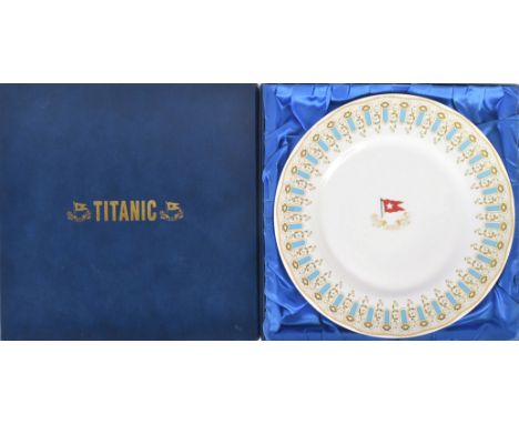 RMS Titanic - Royal Worcester - an officially licensed Royal Worcester replica RMS Titanic First Class dinner plate. 2003. Ma
