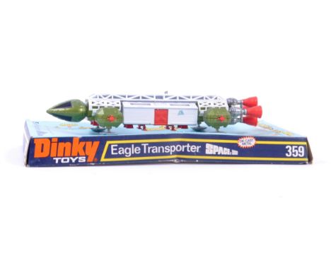 An original retro vintage TV related Dinky Toys made No. 359 "Space 1999" Eagle Transporter in green, white and red, includin
