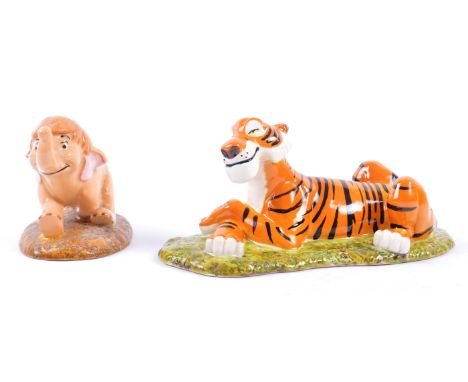 Two vintage Royal Doulton Disney showcase collection figures. Figures are: JB5 Shere Khan and JB12 Baby Elephant, both made i