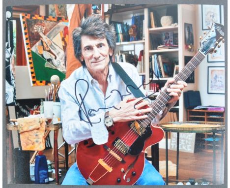 Ronnie Wood - English Singer Songwriter &amp; Guitarist - The Rolling Stones - autographed 8x10" colour photograph of Wood wi