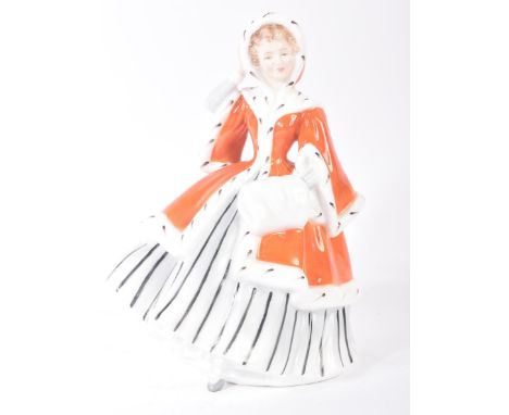 Royal Doulton – Best Wishes - HN3426 - a hand painted ceramic figure / figurine of a young girl dressed in a traditional red 