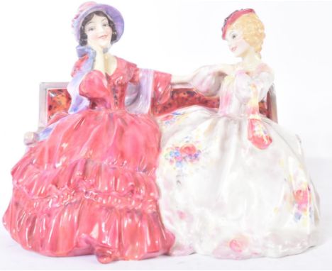 Royal Doulton – The Gossips – HN1429– a hand painted ceramic figure / figurine of two ladies on park bench. Printed and hand 