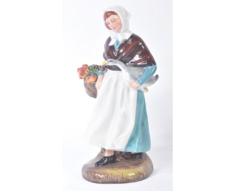 Royal Doulton – Country Lass - HN1991 (1974) - a hand painted ceramic figure / figurine of a a country lass with a goose unde