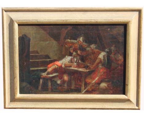 Old Master Painting, Soldiers in a Tavern. Oil on canvas laid on board. Appears to be unsigned. Has not been examined out of 