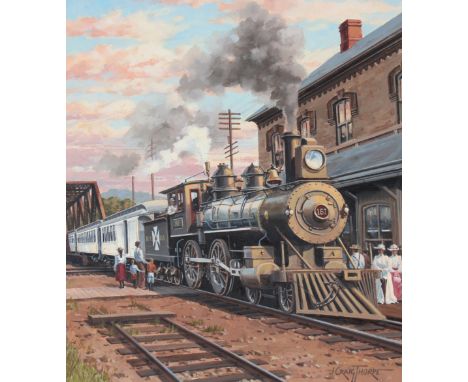 J. Craig Thorpe (American, B. 1948) "Connecticut Locomotive" Signed lower right. Original Oil painting on Paper. Provenance: 