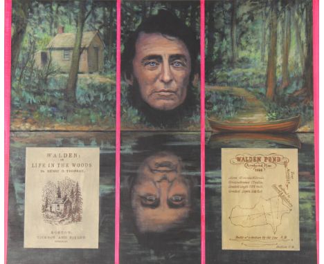 David K. Stone (American, 1922 - 2001) "Henry David Thoreau" Signed lower right. Original Oil painting on Masonite. Provenanc