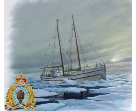 Charles J Lundgren (New York, Connecticut, 1911 - 1988) "Royal Canadian Icebreaker - St. Roch" Signed lower right. Original o