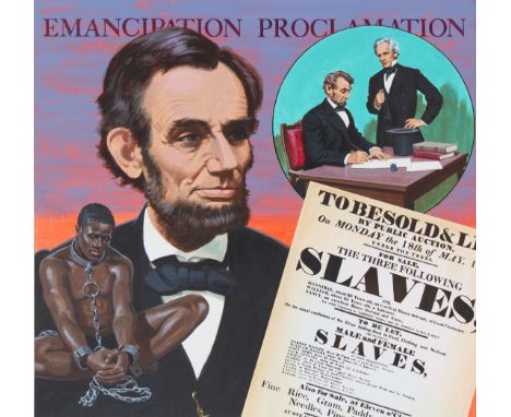 Ed Vebell (American, 1921 - 2018) "Emancipation Proclamation" Signed lower right. Original Acrylic painting on Illustration B