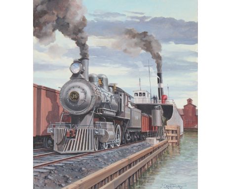 J. Craig Thorpe (American, B. 1948) "Wisconsin Locomotive" Signed lower right. Original Oil painting on Paper. Provenance: Co