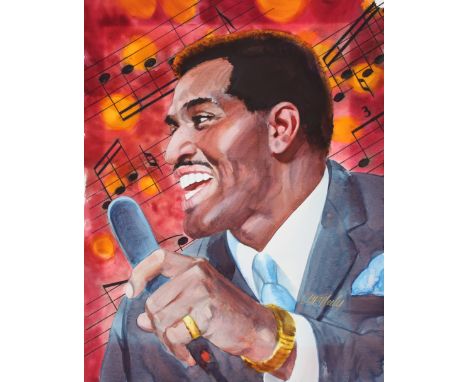 Tom McNeely (Canadian, B. 1935) "Otis Redding" Signed lower right. Original Watercolor painting on Paper. Provenance: Collect