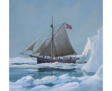 Charles J Lundgren (New York, Connecticut, 1911 - 1988) "Fram - Roald Amundsen" Signed lower right. Original oil painting on 