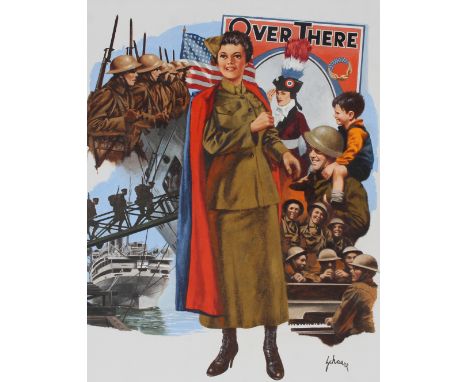 Harry Schaare (New York, Arizona, 1922 - 2008) "Over There - Yankee Doodle Dandy" Signed lower right. Original Oil painting o