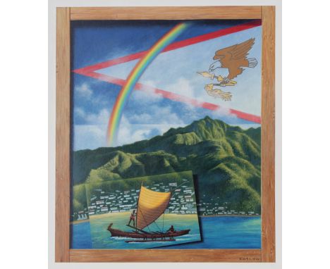 Howard Koslow (American, 1924 - 2016) "American Samoa" Signed lower right. Original Acrylic painting on Cold Press Illustrati