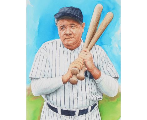 Chris Calle (B. 1961) "1920s - Babe Ruth" Signed lower right. Original Mixed Media painting on Illustration Board. Provenance