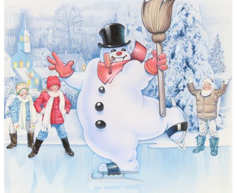 Jim Butcher (American, B. 1944) "Frosty the Snowman" Signed lower right. Original Mixed Media painting on Cold Press Illustra