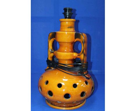 WEST GERMAN CERAMIC TABLE LAMP WITH ORIGINAL SHADE