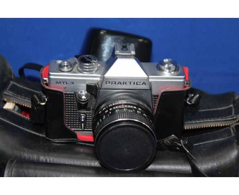 COLLECTION OF CAMERAS AND LENSES
including a Praktica camera model no. MTL3, Helios f44mm -2/58 lens, Chinon f35mm -1/2.8 len