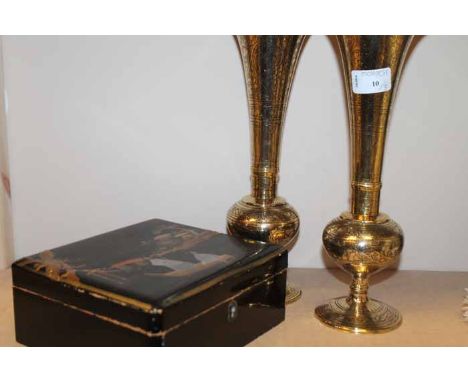 OSTRICH FEATHER FANS
together with a vintage camera and two Persian brass vases
