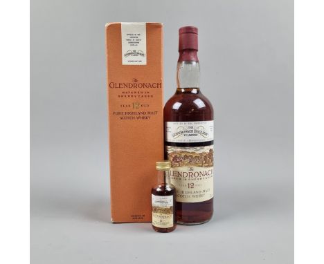 Glendronach 12 Year Old Sherry Casks 1980's - 75cl - Including matching miniature 5cl   (Please note nicks etc to box as per 