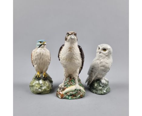3 Beneagles Birds of Prey Series Decanters including:   Beneagles Snowy Owl Decanter 20cl 1980's  Beneagles Kestrel Decanter 