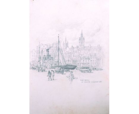G… G… Hornby (19th – 20th Century) British ‘The Quay at South Market Street, Ab-erdeen’, Pencil, Inscribed, overall 8 75” x 6