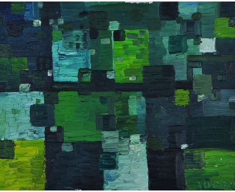 Bryan Forbes (1926-2013) British Abstract, Oil on Canvas, Signed, 16” x 20”