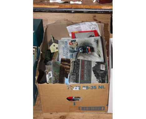 Collection of model railway including engine, railway books, etc.