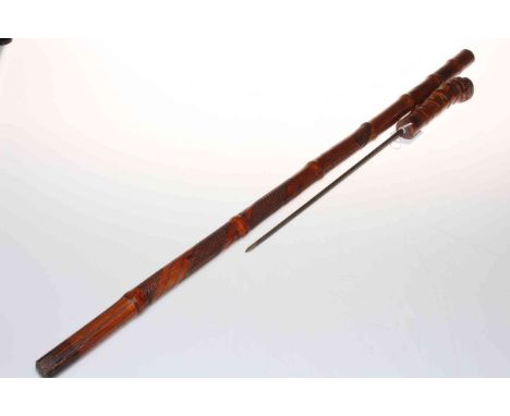 Bamboo sword stick, the bamboo engraved with figure and pattern.