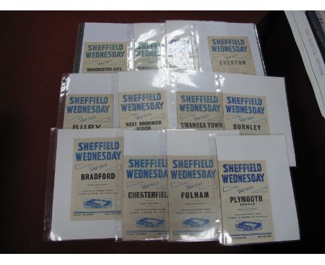 Sheffield Wednesday 1946-7 Programmes V. Plymouth, Fulham, Chesterfield, Bradford Park Avenue, Burnley, Swansea, West Brom, B