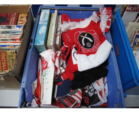 Sheffield United Scarves, flags, Sheffield football - Hillsborough the truth, Ajax Scarf, etc:- One Box.