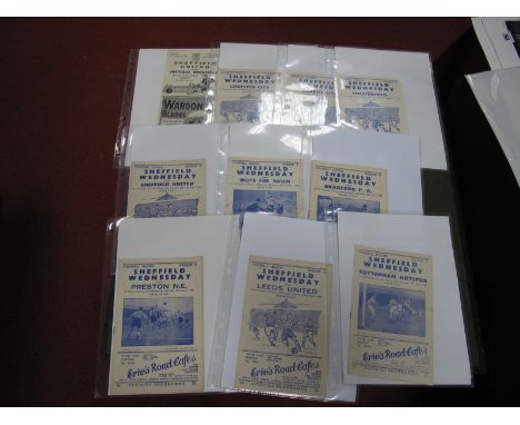 Sheffield Wednesday Programmes 1949-50 V. Leicester, Cardiff, Chesterfield, Sheffield United, Q.P.R, Bradford Park Avenue, Pr