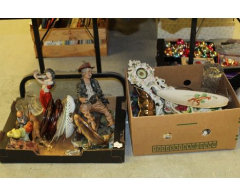 2 boxes including Ronson lighter, Capodimonte etc