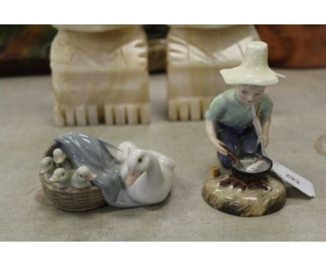 Royal Doulton River Boy figurine (HN2128) and Lladro geese