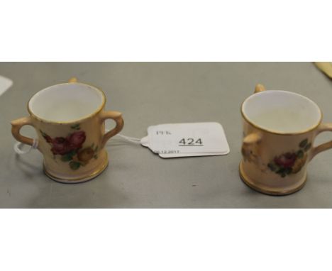 2 Royal Worcester blush ivory tygs - miniature