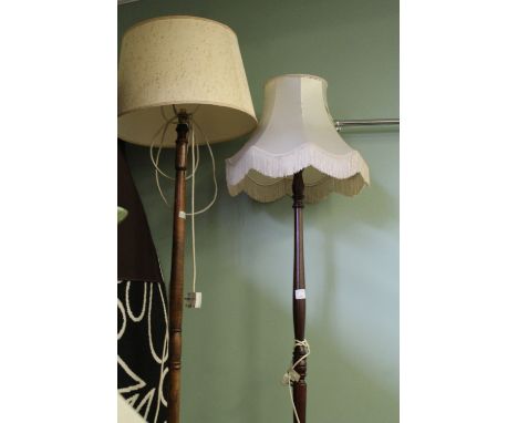 Oak standard lamp and mahogany standard lamp