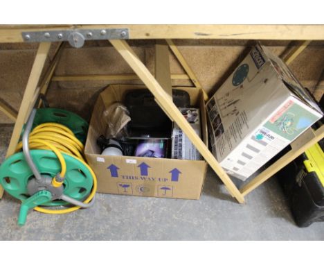 Box of miscellaneous tools, spray gun etc
