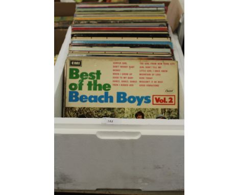 Box of LP records including Beach Boys, Rolling Stones etc