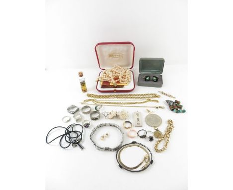 A small number of Titanium, stainless steel and gold combination jewellery some silver jewellery; and other items  